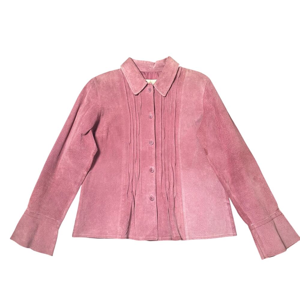 Vintage Margaret Godfrey Mauve Pink Genuine Leather Shirt Jacket